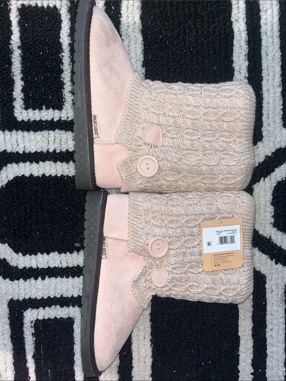Muk Luks Blush Pink Knit Cuff Ankle Booties